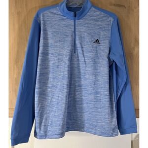 Adidas Golf Mens Size Lg Pullover Sky Blue 1/4‎ Zip LS